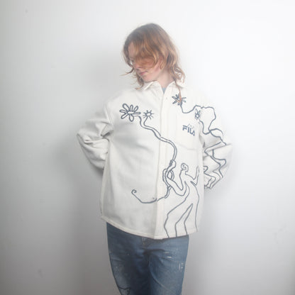 Cream Button Up Fila Upcycled Fleece
