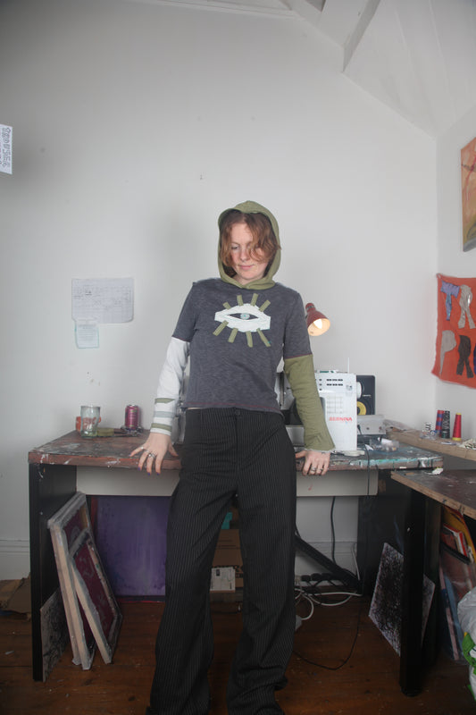 Reworked Hooded Long Sleeve Baby Tee (UK12)