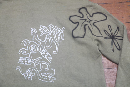 Graphic Screenprint Upcycled Sustainable Zip Up Hoodie (M)