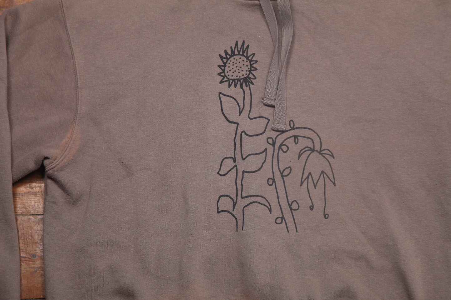 Graphic Screenprint Upcycled Sustainable Hoodie (L)