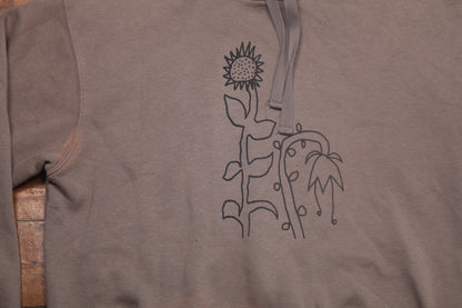 Graphic Screenprint Upcycled Sustainable Hoodie (L)