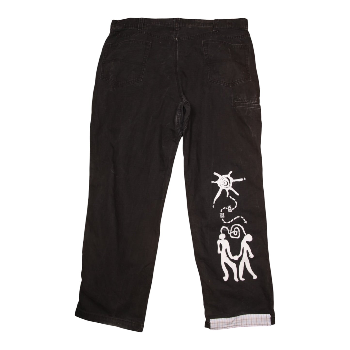 Upcycled Screenprint Black Carhartt Trousers (W42)