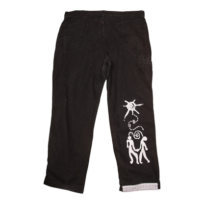 Upcycled Screenprint Black Carhartt Trousers (W42)