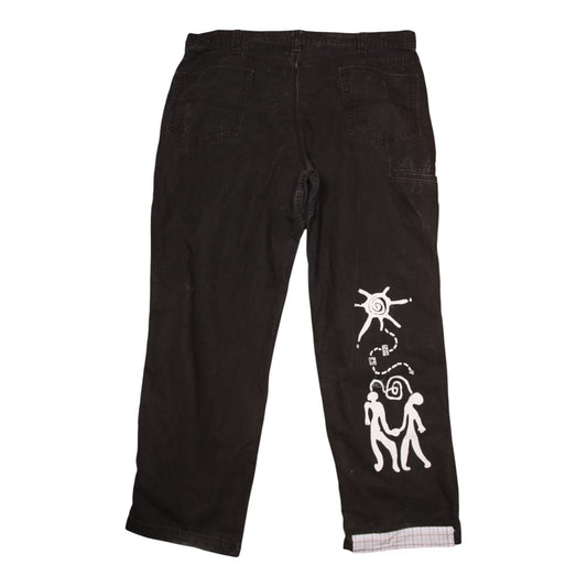 Upcycled Screenprint Black Carhartt Trousers (W42)