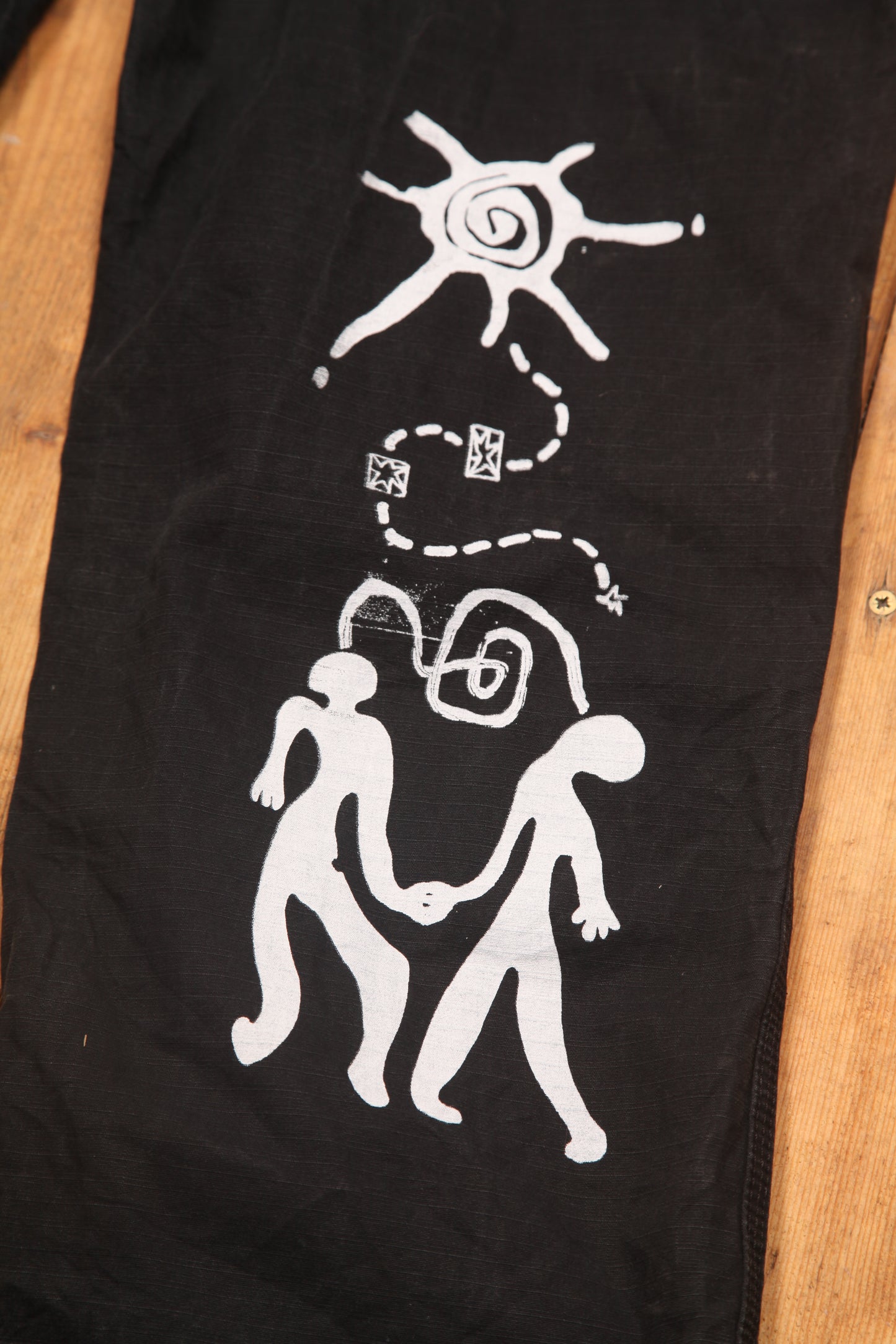 Upcycled Screenprint Black Carhartt Trousers (W42)
