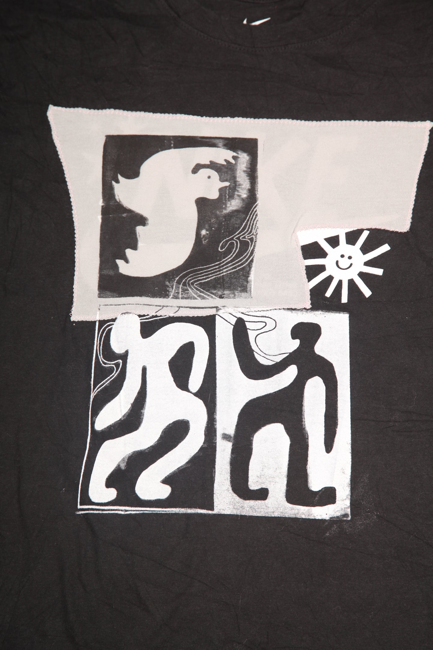 Upcycled Illustrated Screenprint T-shirt (L)