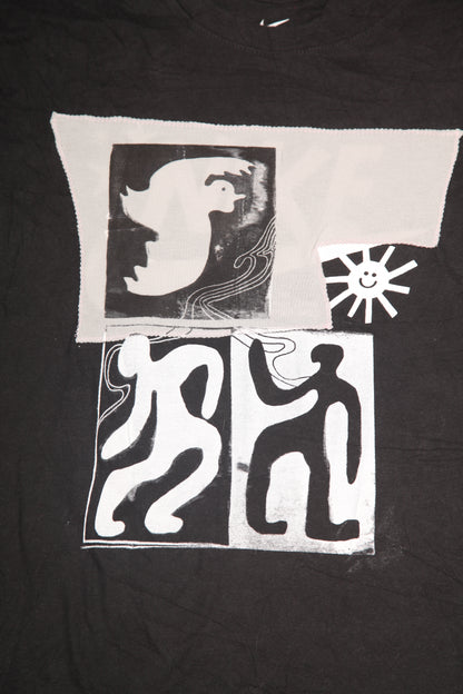 Upcycled Illustrated Screenprint T-shirt (L)