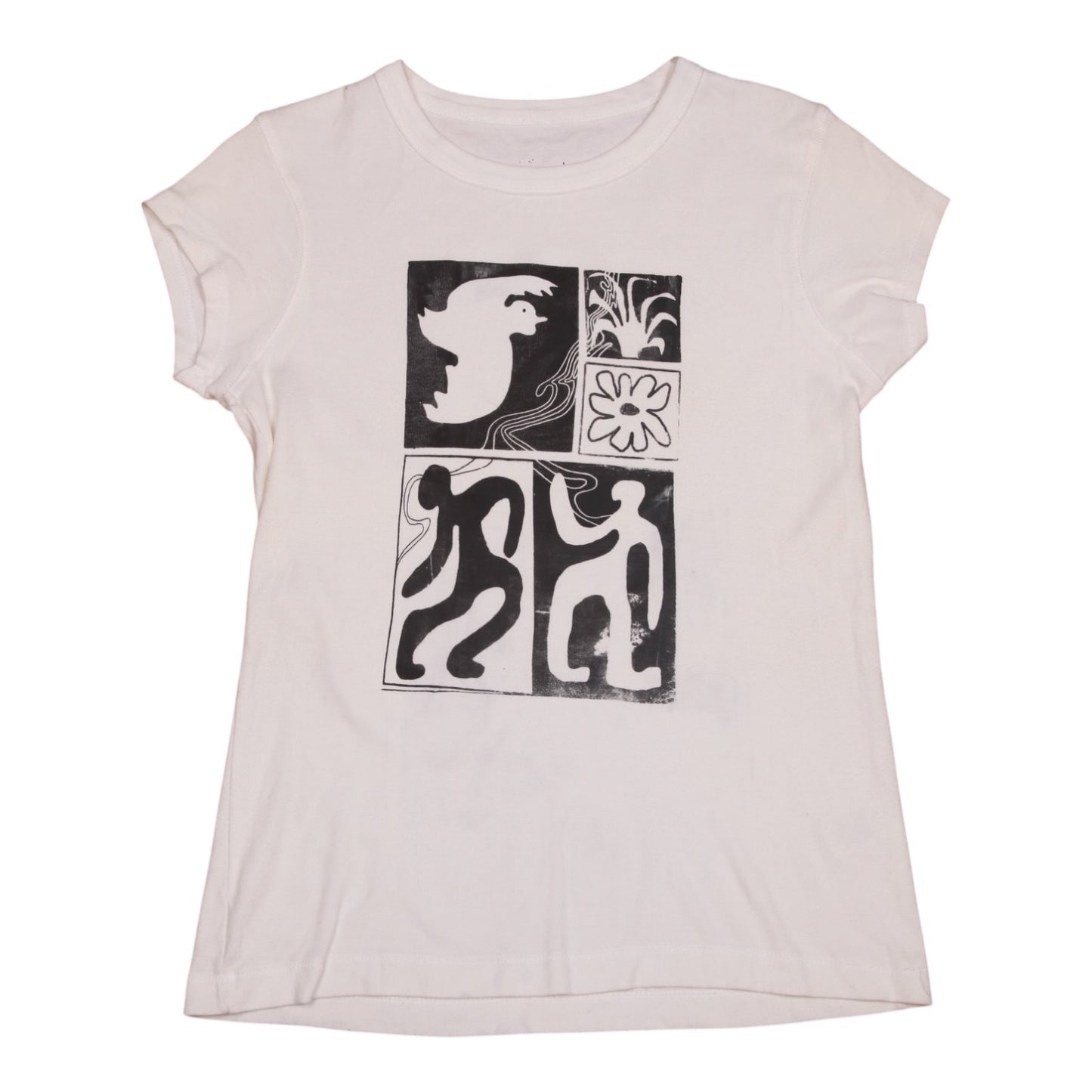 Upcycled Illustrated Screenprint T-shirt (S)