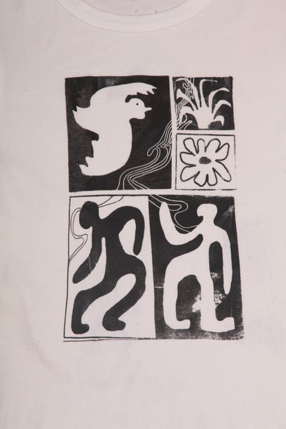 Upcycled Illustrated Screenprint T-shirt (S)