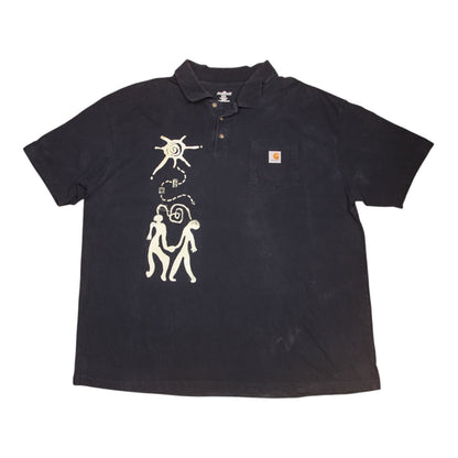 Upcycled Illustrated Screenprint Polo Shirt (3XL)