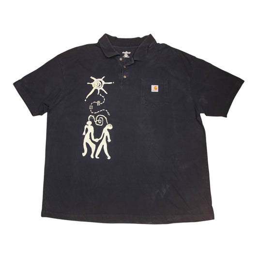 Upcycled Illustrated Screenprint Polo Shirt (3XL)