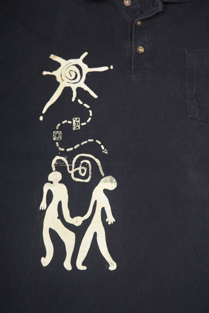 Upcycled Illustrated Screenprint Polo Shirt (3XL)