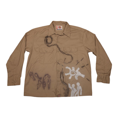 Boxy Worker Shirt Upcycled Design (L)