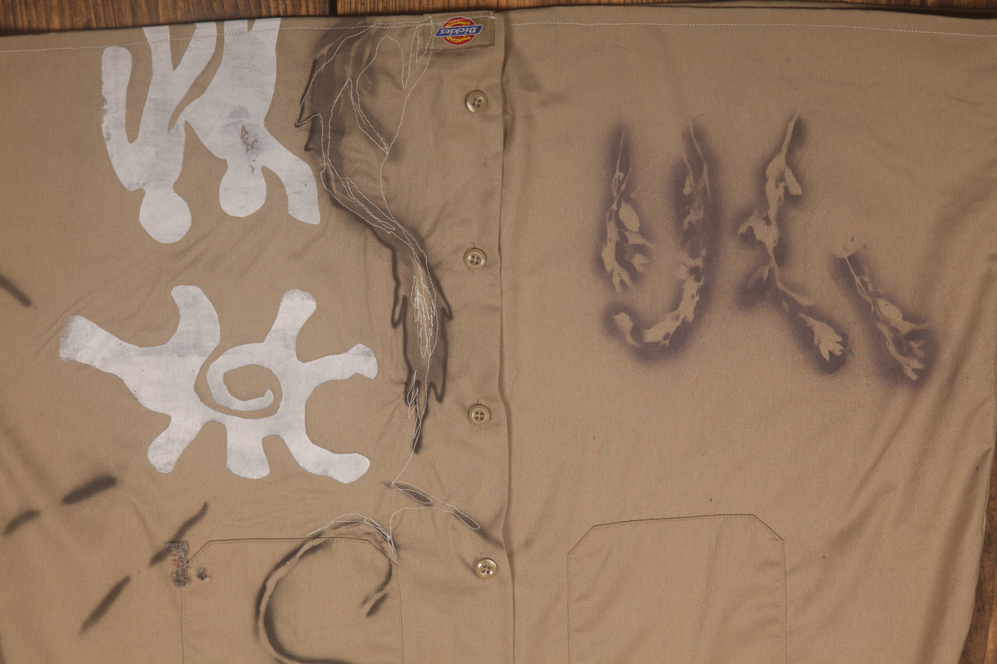 Boxy Worker Shirt Upcycled Design (L)