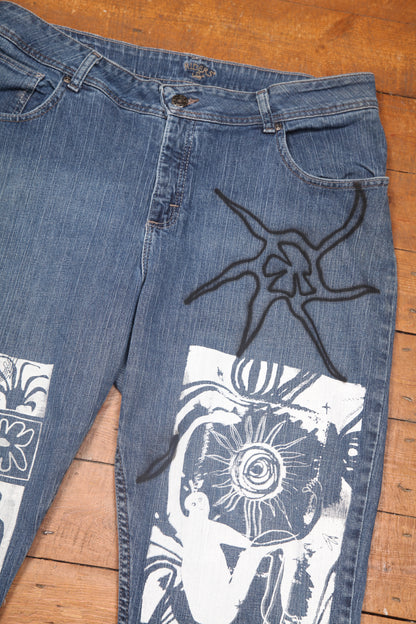Upcycled Screenprint Jeans (W35)