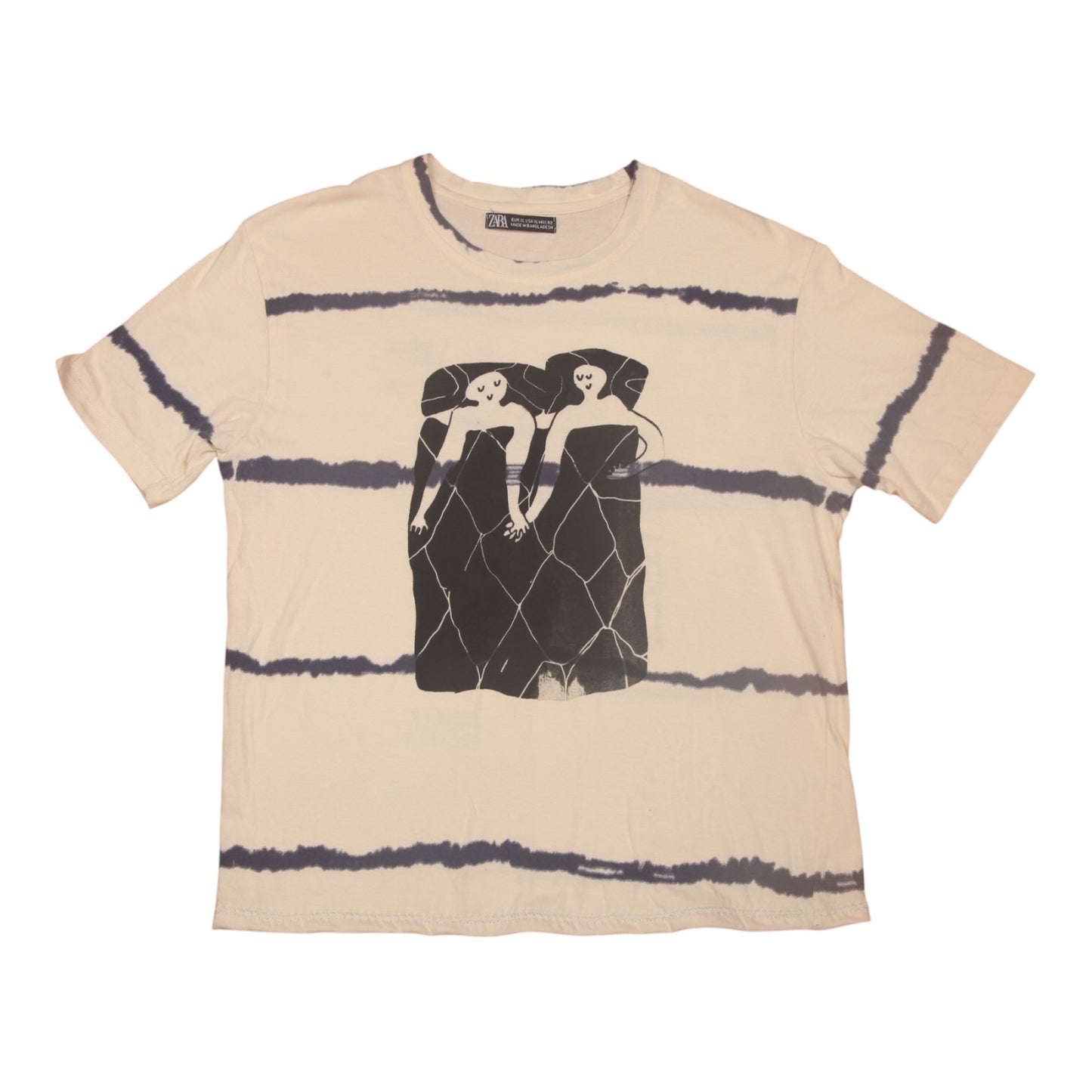 Upcycled Illustrated Screenprint T-Shirt (S)