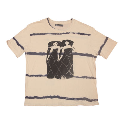 Upcycled Illustrated Screenprint T-Shirt (S)