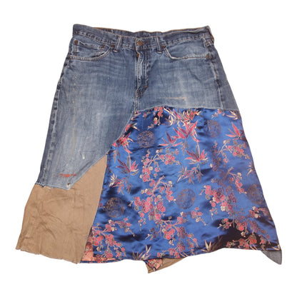 Patchwork denim midi skirt (W34)