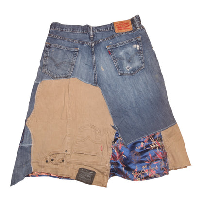 Patchwork denim midi skirt (W34)