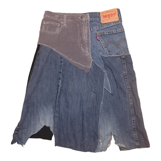 Patchwork denim midi skirt (W30)