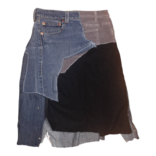 Patchwork denim midi skirt (W30)