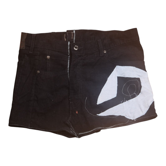 Patchwork denim midi skirt (W32)