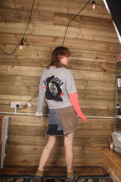 Patchwork Denim Mini Skirt (W31)