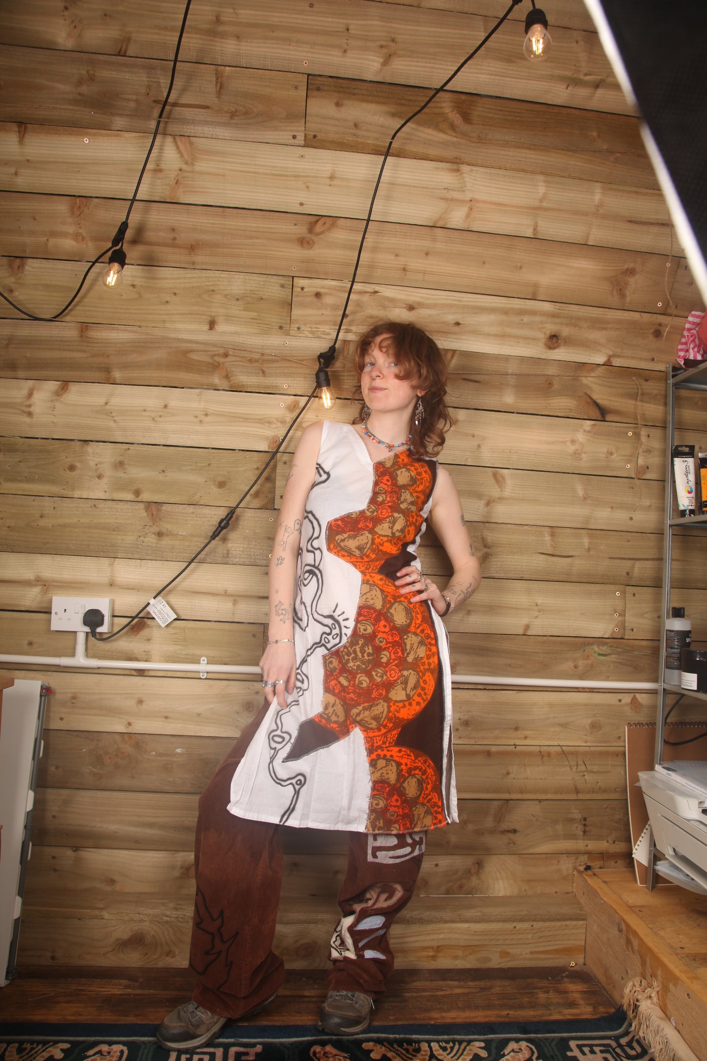Upcycled White Tunic Dress (UK10)