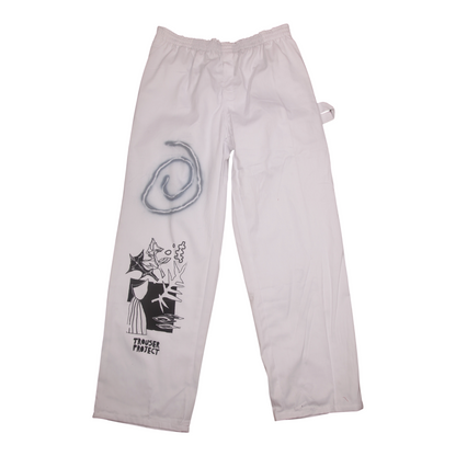 Cotton White Elastic Waist Smart Trousers (Large)