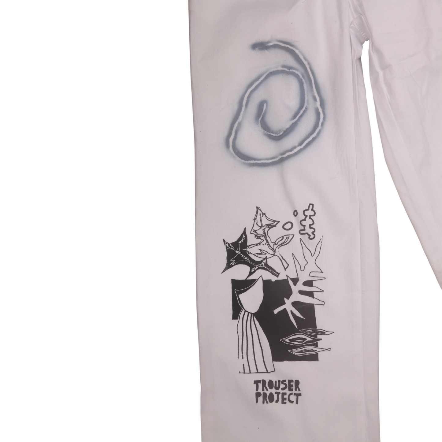 Cotton White Elastic Waist Smart Trousers (Large)