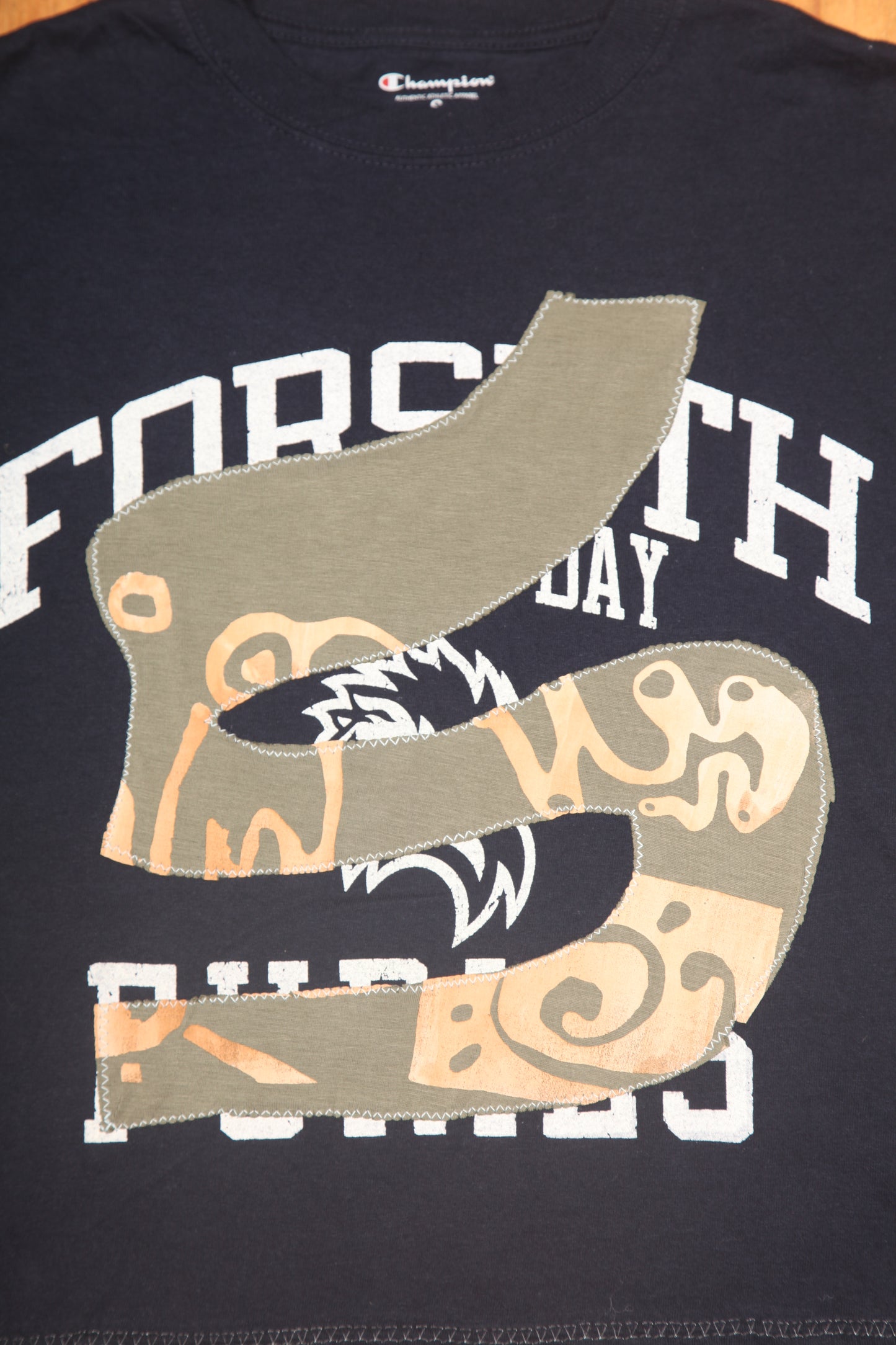 Upcycled Illustrated Screenprint T-shirt (S)