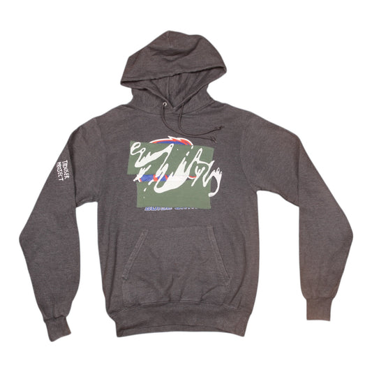 Upcycled Champion Screenprint Grey Hoodie (S)