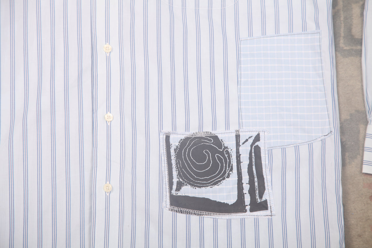 Reworked Patchwork Screenprint Shirt (L)