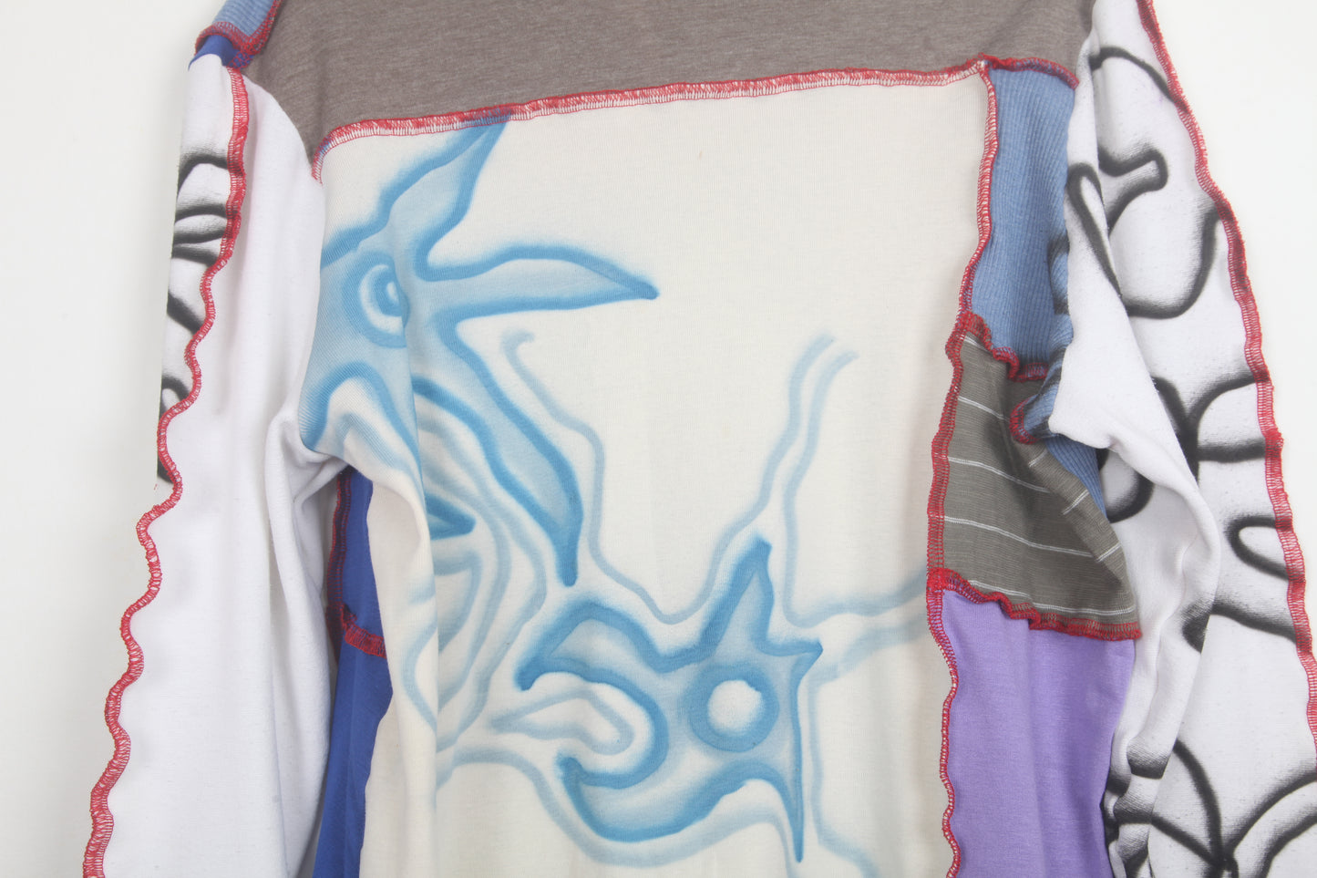 Reworked Airbrush Patchwork Long Sleeve Baby Tee (XL)