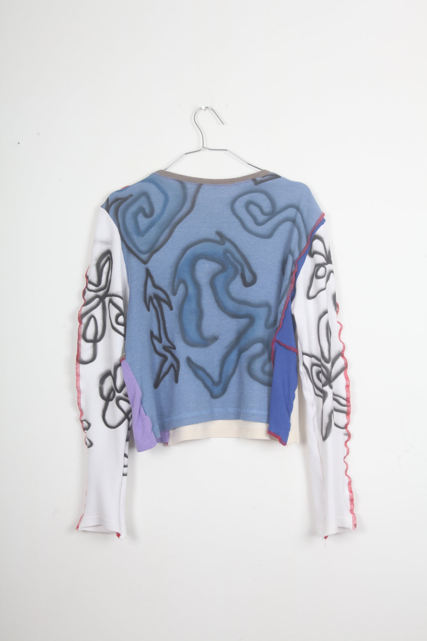 Reworked Airbrush Patchwork Long Sleeve Baby Tee (XL)