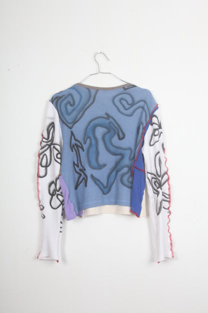 Reworked Airbrush Patchwork Long Sleeve Baby Tee (XL)