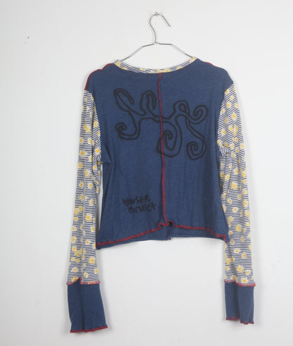 Long Sleeve Patchwork Daisy Top