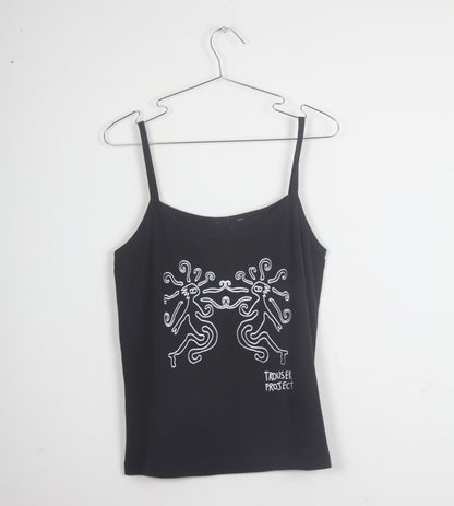 Black Strappy Upcycled Vest UK18