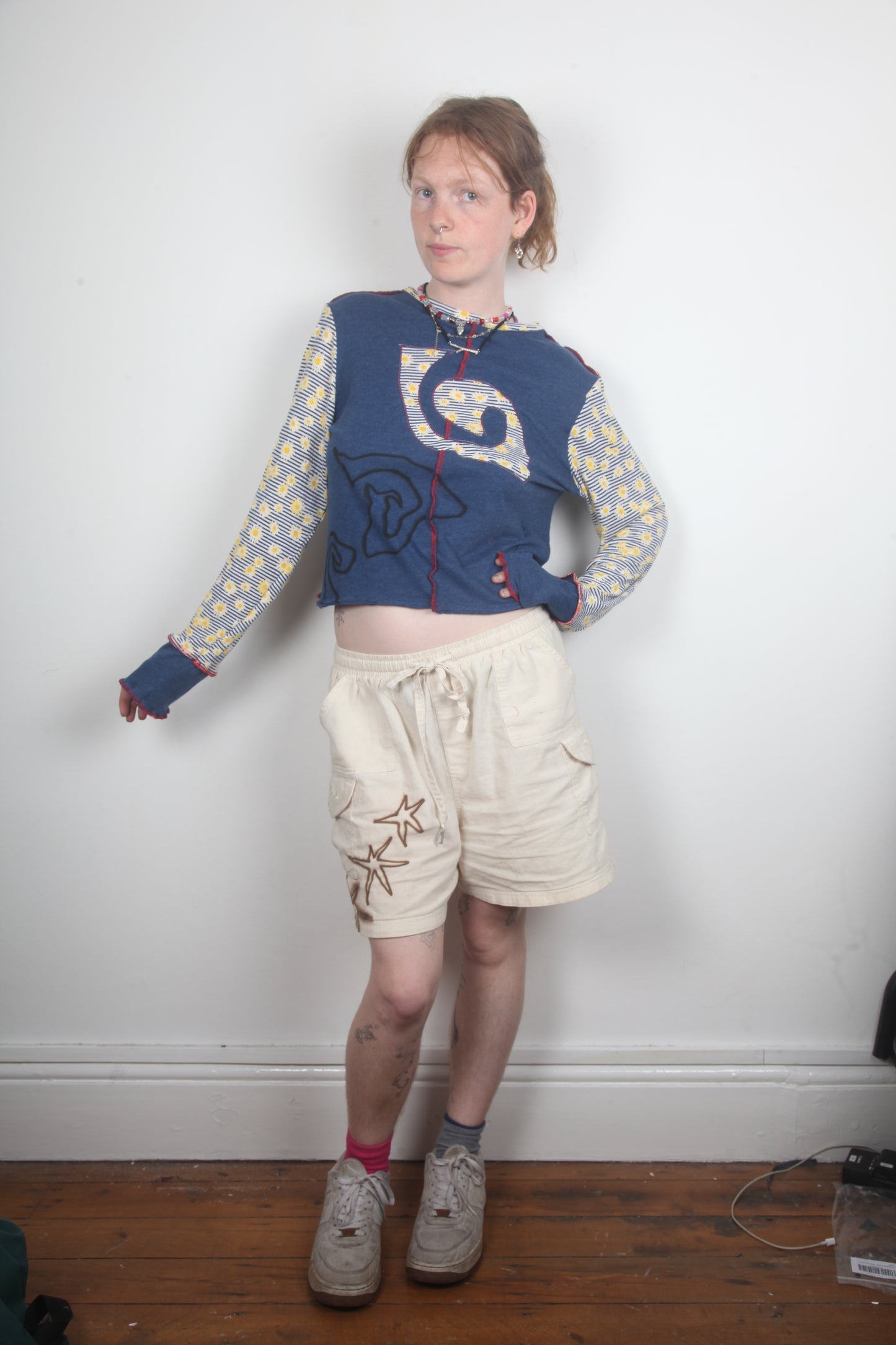 Long Sleeve Patchwork Daisy Top