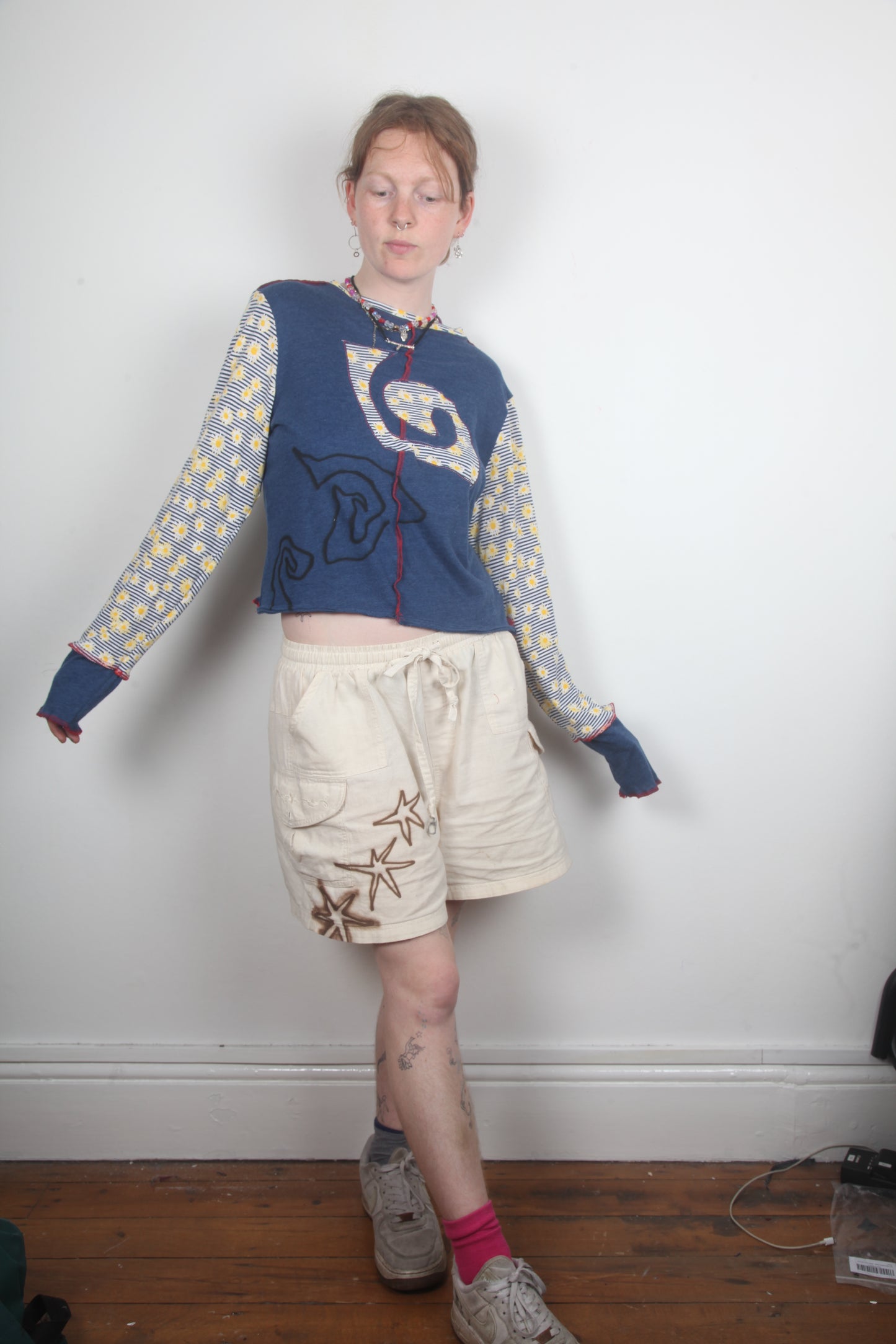 Long Sleeve Patchwork Daisy Top