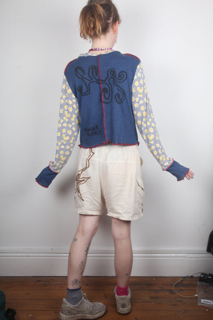 Long Sleeve Patchwork Daisy Top