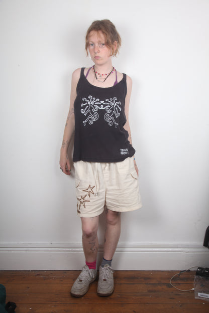 Black Strappy Upcycled Vest UK20