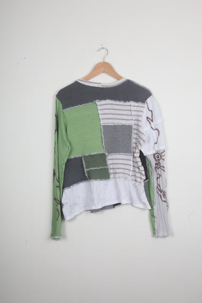 Long Sleeve Patchwork Funky Top