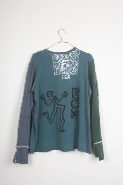 Long Sleeve Patchwork Graphic Tee (L)