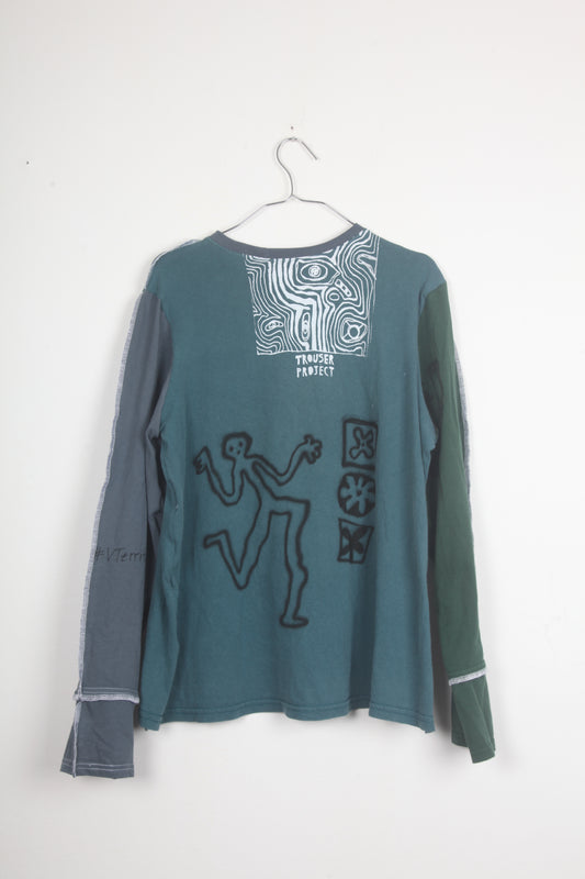 Long Sleeve Patchwork Graphic Tee (L)