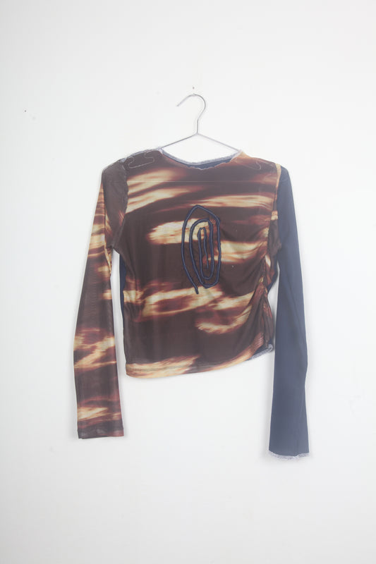 Reworked 1of1 Mesh Long Sleeve Figure Hugging Tee (S)