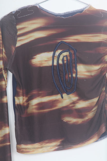 Reworked 1of1 Mesh Long Sleeve Figure Hugging Tee (S)