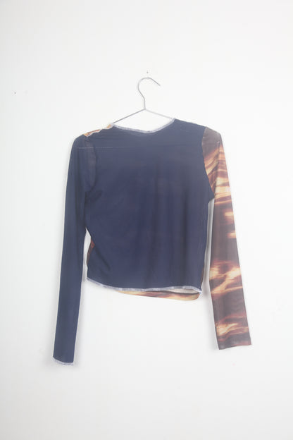 Reworked 1of1 Mesh Long Sleeve Figure Hugging Tee (S)