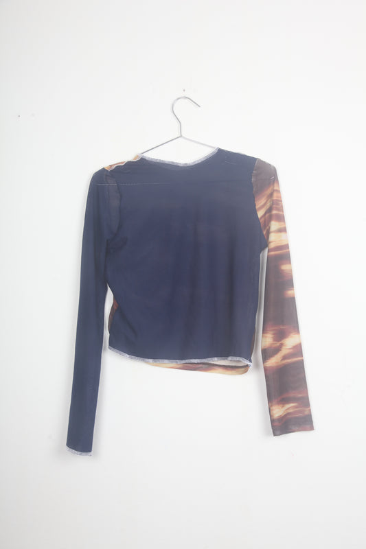 Reworked 1of1 Mesh Long Sleeve Figure Hugging Tee (S)