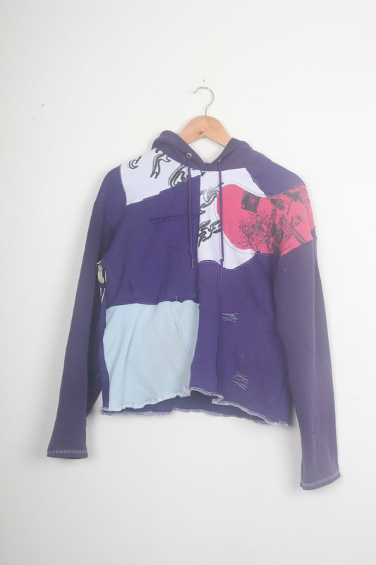 Patchwork Funky Purple Hoodie (M)